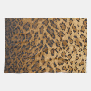 Leopard Print A monogram initials Tea Towel