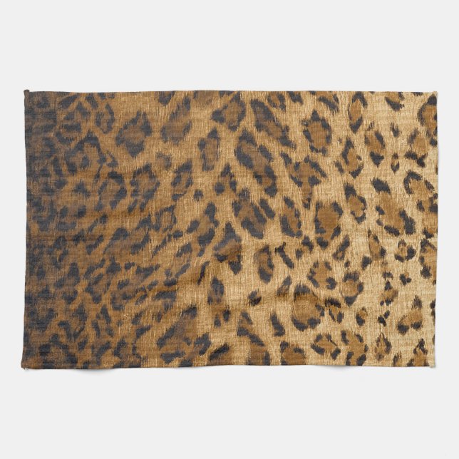 Leopard Print A monogram initials Tea Towel (Horizontal)