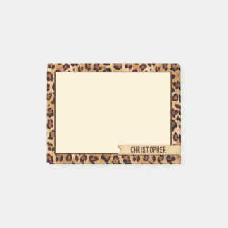 Leopard Print Add Your Name Border Post-it Notes