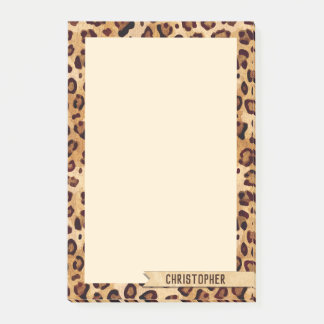 Leopard Print Add Your Name Personalised Post-it Notes
