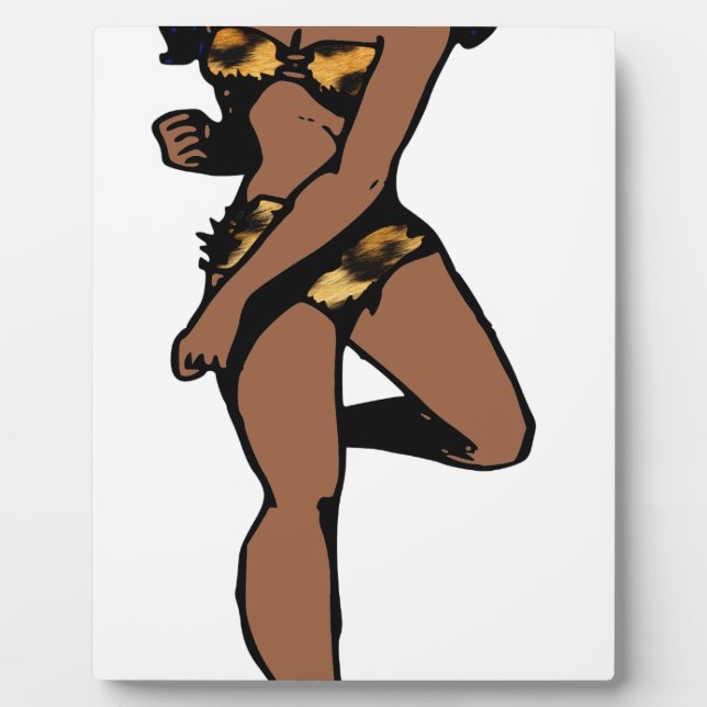 leopard print african pin up plaque (Front)