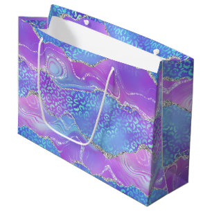 Leopard Print Agate   Glam Abstract Stone Pattern Large Gift Bag
