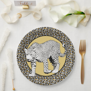 Leopard print all-over design paper plate