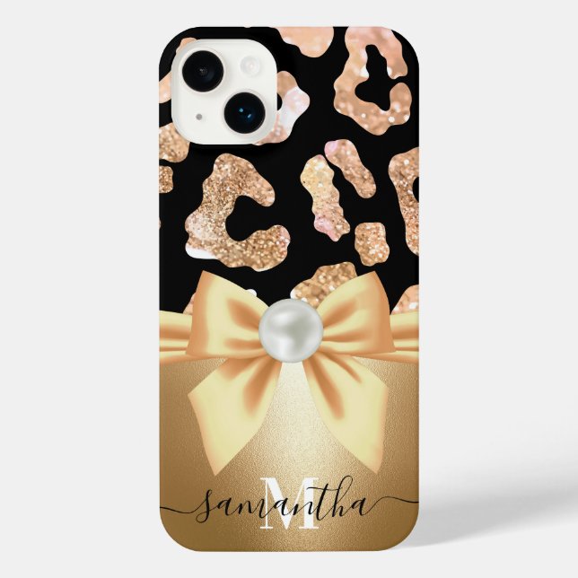 Leopard Print and Bow iPhone Case (Back)