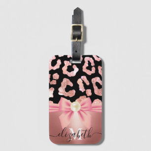 Leopard Print and Bow Luggage Tag