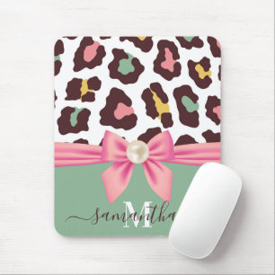 Leopard Print and Bow Mouse Mat