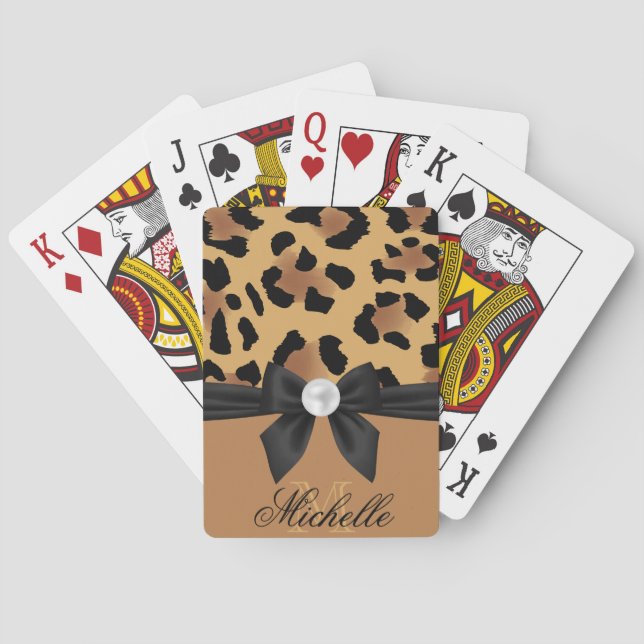 Leopard Print and Bow Playing Cards (Back)
