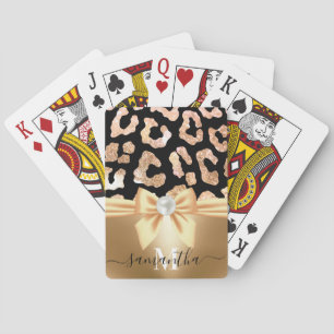 Leopard Print and Bow Playing Cards