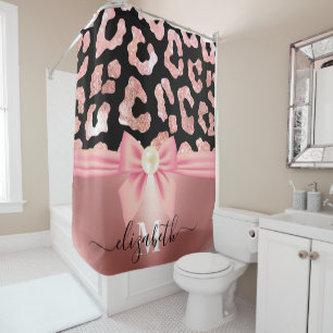 Leopard Print and Bow Shower Curtain
