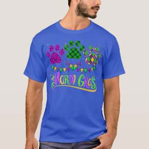 Leopard Print And Buffalo Plaid Dog Paw Mardi Gras T-Shirt