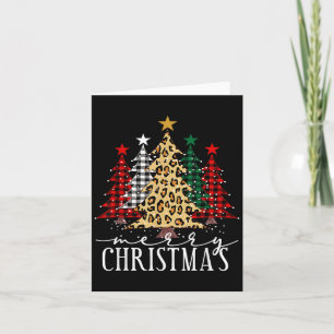 Leopard Print And Buffalo Plaid Merry Christmas Tr Card