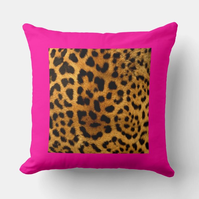Leopard Print and Hot Pink Pillow in Many Styles (Front)