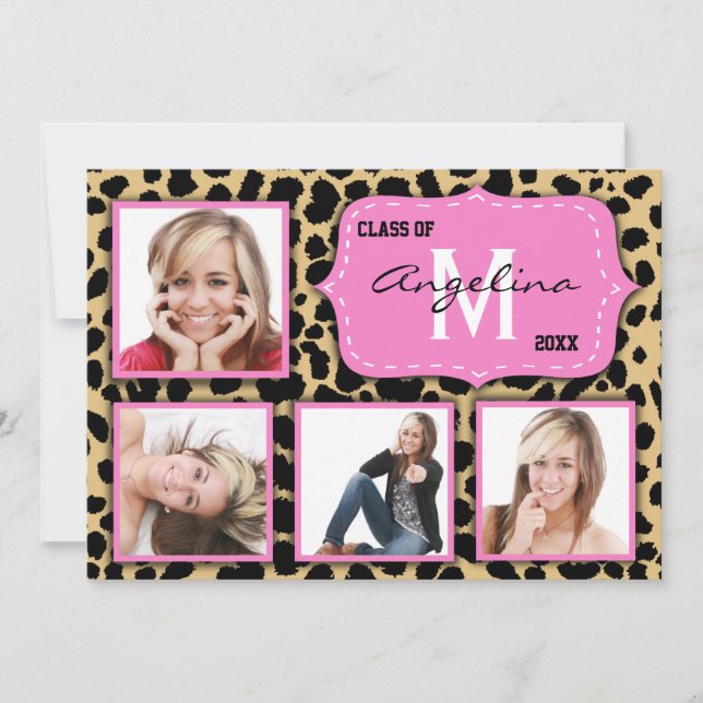 Leopard Print And Pink Accent Party Photo Invite (Front)