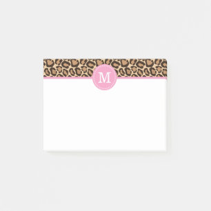 Leopard Print and Pink Custom Monogram Post-it Notes