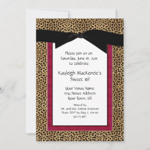 Leopard Print and Pink Sweet 16 Invitation