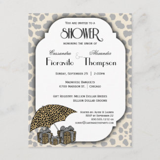 Leopard Print And Silver Accent Shower Invite