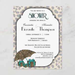 Leopard Print And Teal Accent Shower Invite