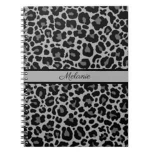 Leopard Print Animal Cheetah Silver Grey Trendy No Notebook