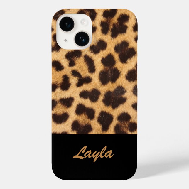 Leopard Print Animal Fur Personalised Name Case-Mate iPhone Case (Back)