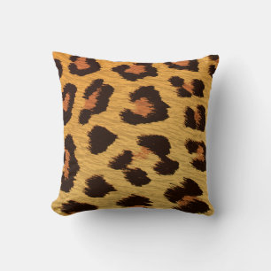 Leopard Print Animal Gold & Brown Cheetah Skin Cushion