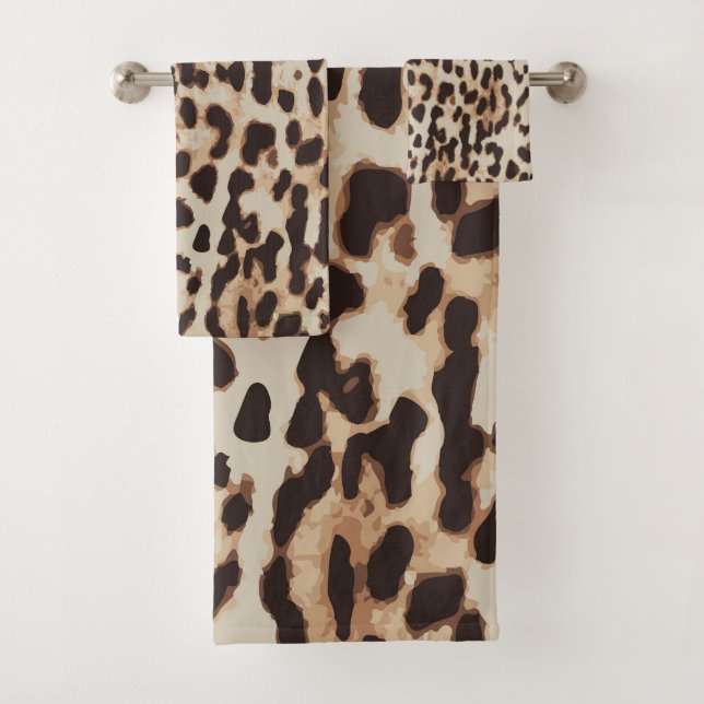 Leopard Print Animal Pattern Bath Towel Set (Insitu)