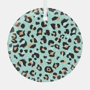 Leopard print, animal pattern glass tree decoration