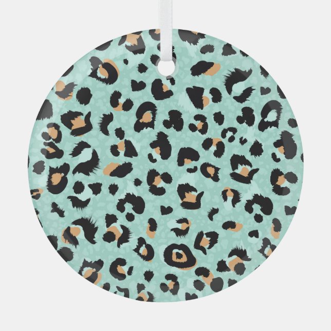 Leopard print, animal pattern glass tree decoration (Front)