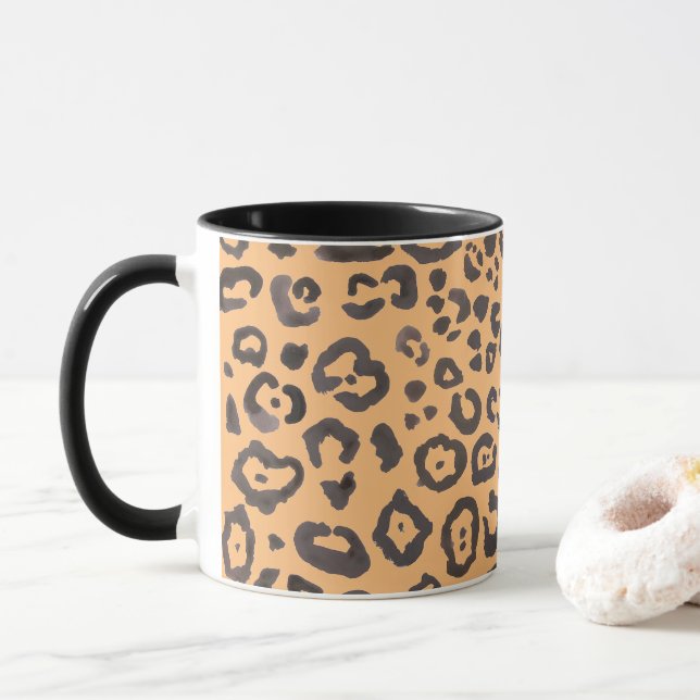 Leopard Print Animal Pattern Painting Mug (With Donut)