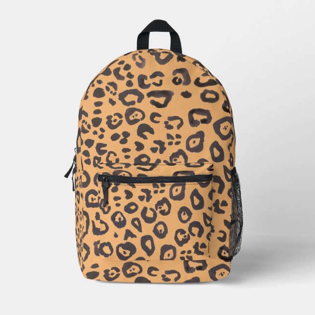 Leopard Print Animal Pattern Painting Printed Backpack (Front)
