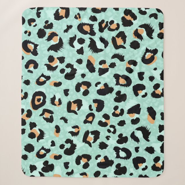 Leopard print, animal pattern sherpa blanket (Front)