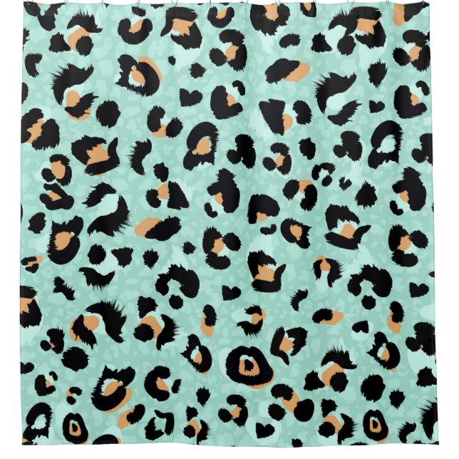 Leopard print, animal pattern shower curtain (Front)
