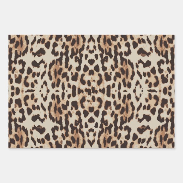 Leopard Print Animal Pattern Wrapping Paper Sheet (Front)