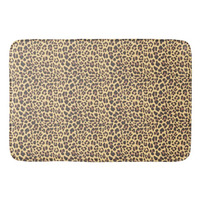 Leopard Print Animal Skin Pattern Bath Mat (Front)