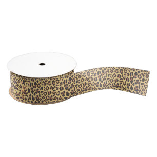 Leopard Print Animal Skin Pattern Grosgrain Ribbon