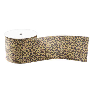 Leopard Print Animal Skin Pattern Grosgrain Ribbon