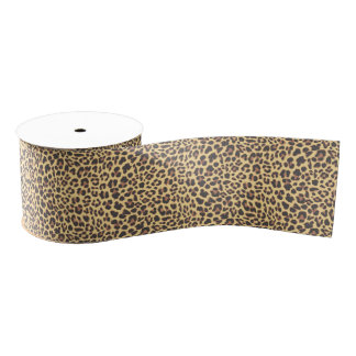 Leopard Print Animal Skin Pattern Grosgrain Ribbon