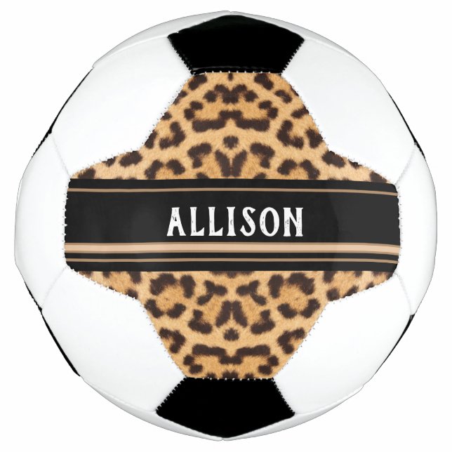 Leopard Print Animal Spots Chic Personalised Football (Front)