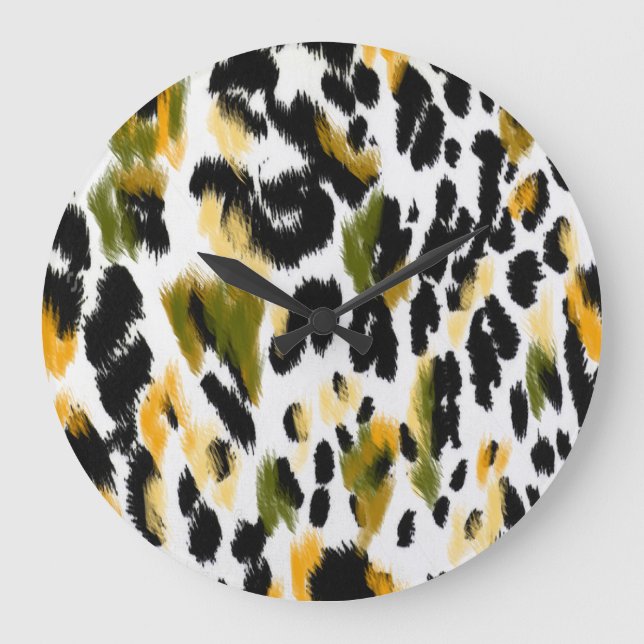 Leopard Print: Animal Texture Background Large Clock (Front)