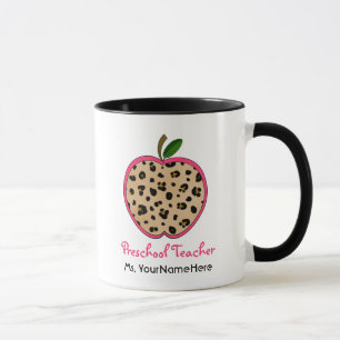 Leopard Print Apple Preschool Teacher Mug