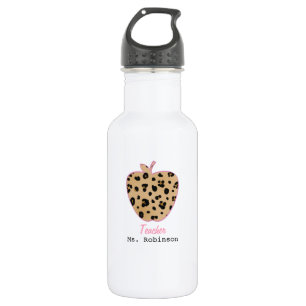 Leopard Print Apple Teacher 532 Ml Water Bottle
