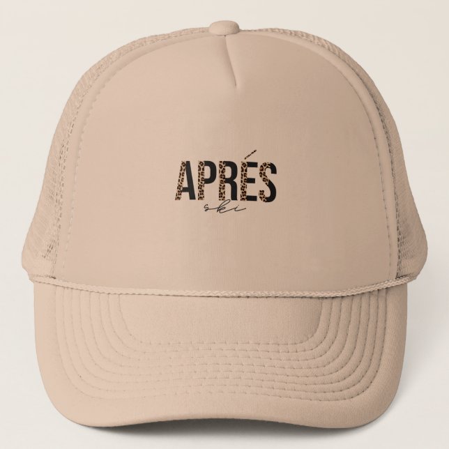 Leopard Print Après Ski Design Trucker Hat (Front)