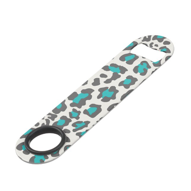 Leopard Print Aqua, Grey, White (Front Angled)