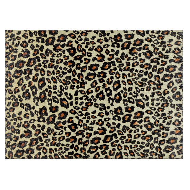 Leopard Print Art Glass Cutting Board (Front)