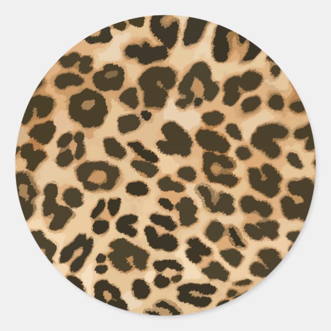 Leopard Print Background Classic Round Sticker (Front)