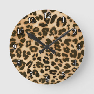 Leopard Print Background Round Clock