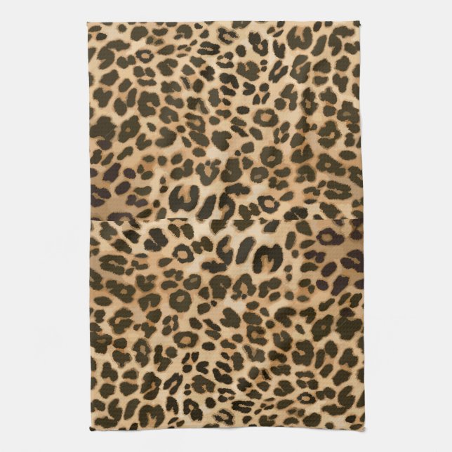 Leopard Print Background Tea Towel (Vertical)