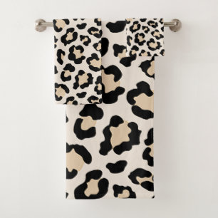 Leopard print bath towel set