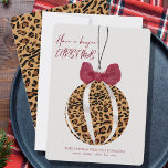 Leopard Print Bauble Burgundy Bow Boujee Christmas Holiday Card<br><div class="desc">Have a Boujee Christmas card decorated with leopard print bauble ornament with a burgundy bow. Have a boujee christmas is hand lettered in casual script and the template is ready for you to add your personalised greeting and name(s).</div>