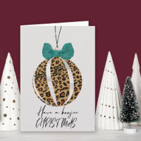 Leopard Print Bauble Green Bow Boujee Christmas