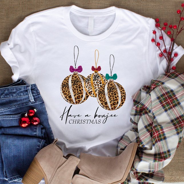 Leopard Print Bauble Ornaments Boujee Christmas T-Shirt (Creator Uploaded)